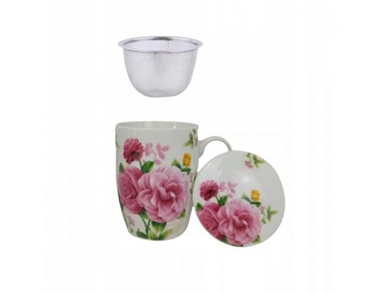 Porcelianinis puodelis su sieteliu "Rožės"